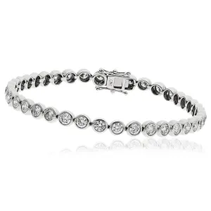 18ct White Gold 5.00ct Diamond Tennis Bracelet Rubover Set Women's 7.5" GIFT Box