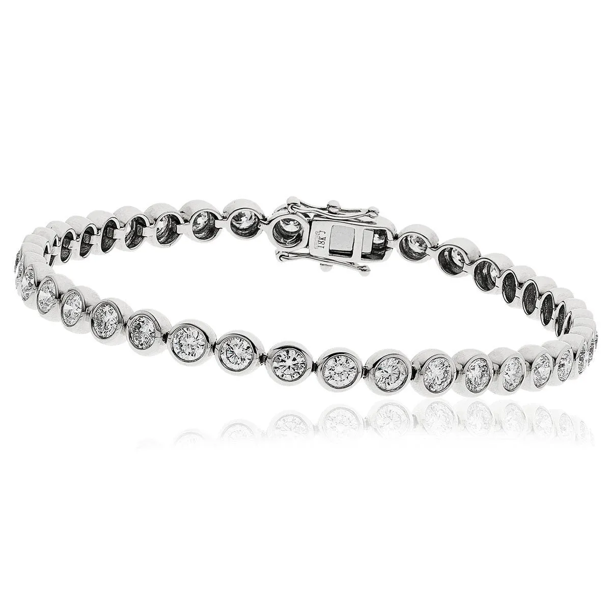 18ct White Gold 5.00ct Diamond Tennis Bracelet Rubover Set Women's 7.5" GIFT Box