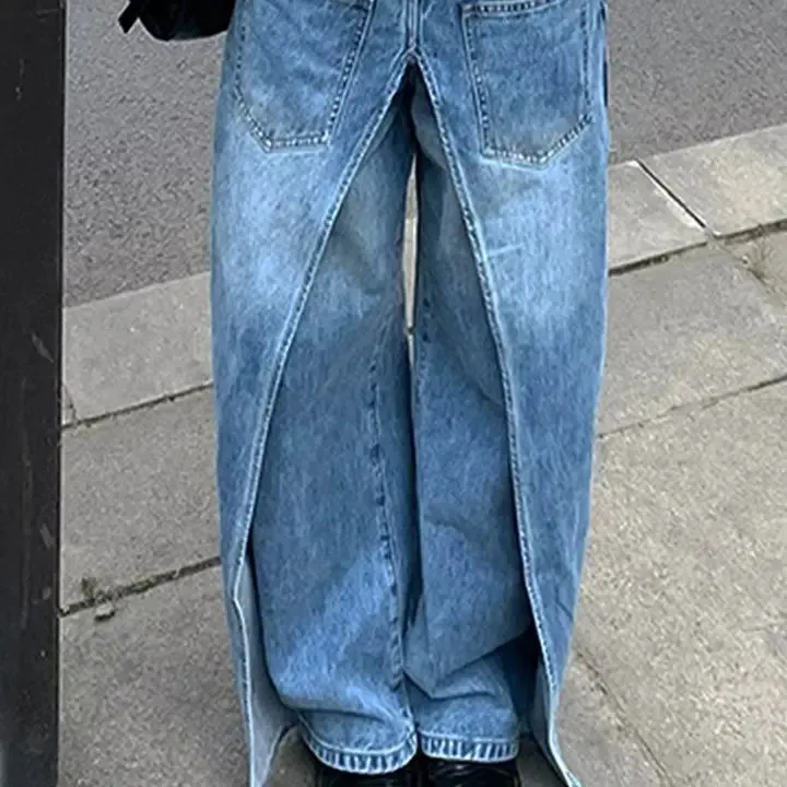 2024 American  Denim Trousers Style New Rock Hip Hop Baggy Wide Leg Jeans Pants Clothes Vintage Straight Lady