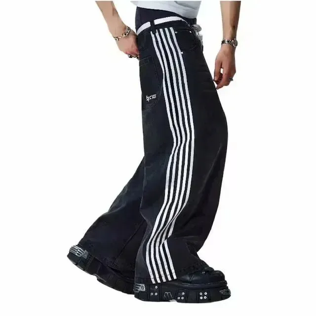 American Jeans Y2K Pants Womens Gothic Hip Hop Pocket Sequins Rhinestone Retro Blue Jeans Fashion Slim High Waist Trousers
