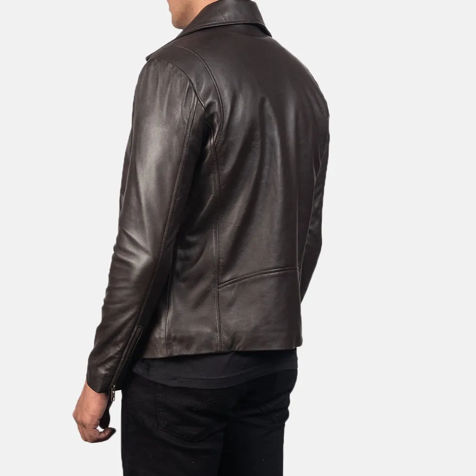 BIKER-1453 MUSH Brown Leather Biker Jacket