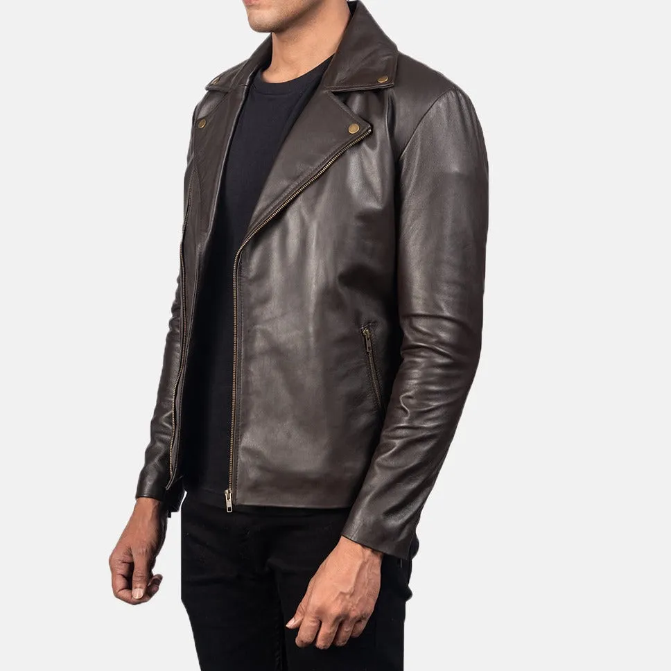 BIKER-1453 MUSH Brown Leather Biker Jacket
