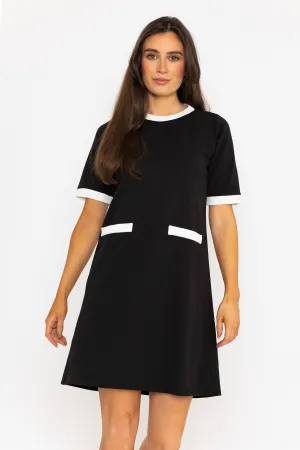 Black & White Contrast Trim Shift Mini Dress