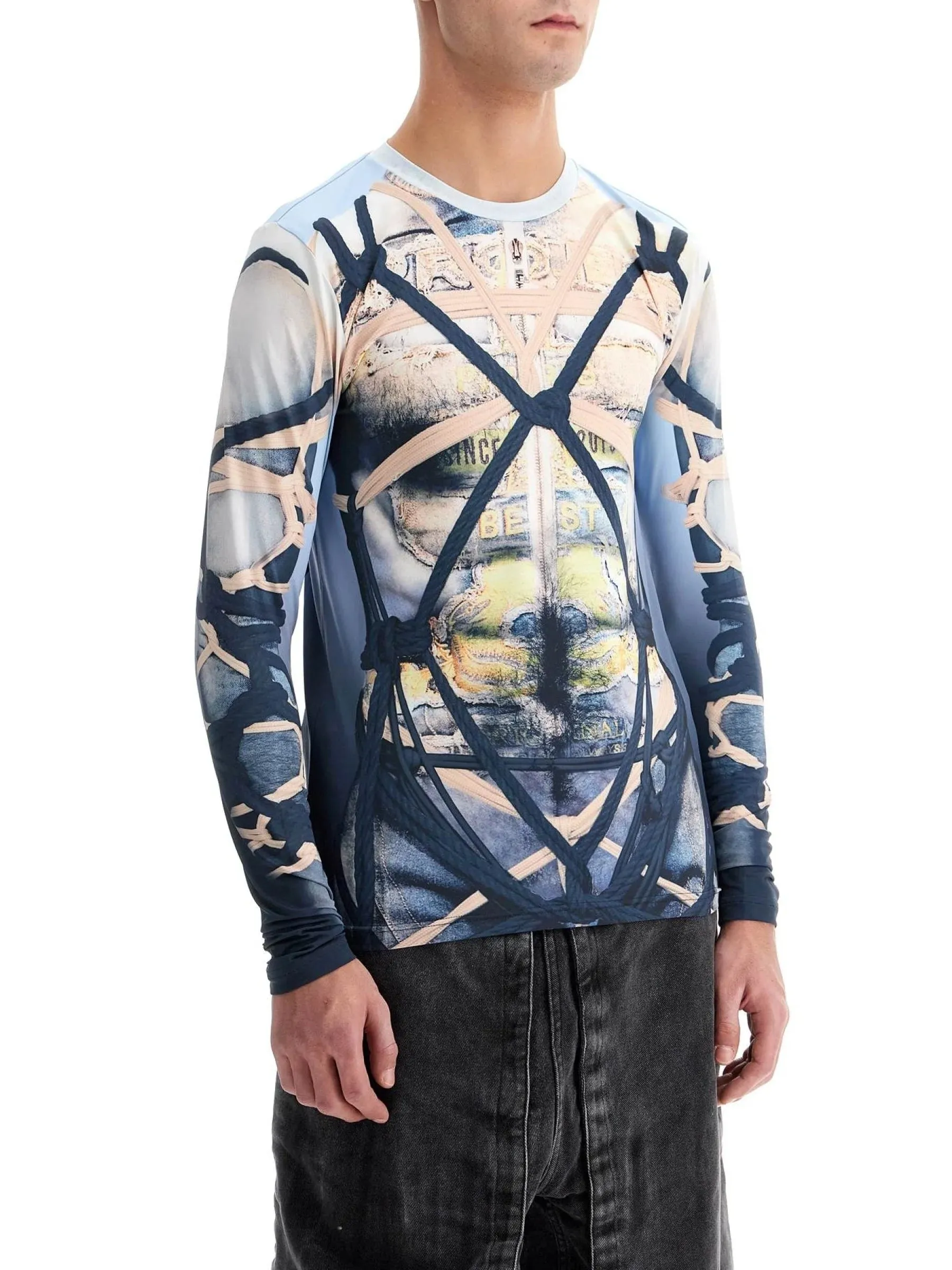 Bondage Print Button-Up Shirt