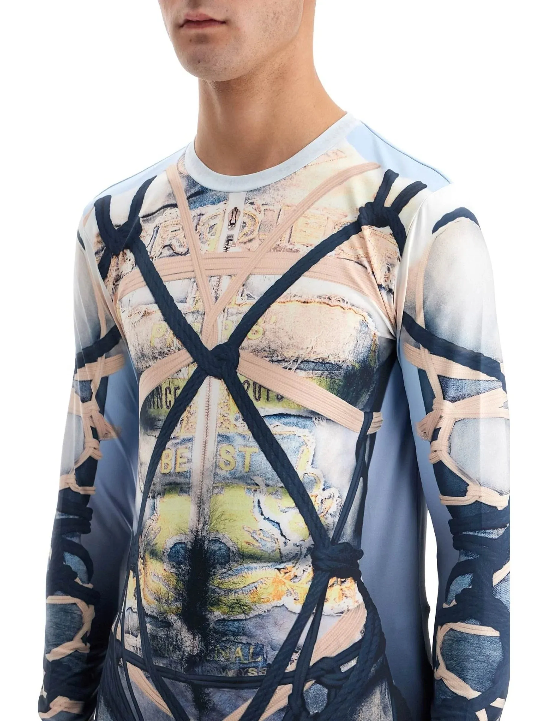 Bondage Print Button-Up Shirt