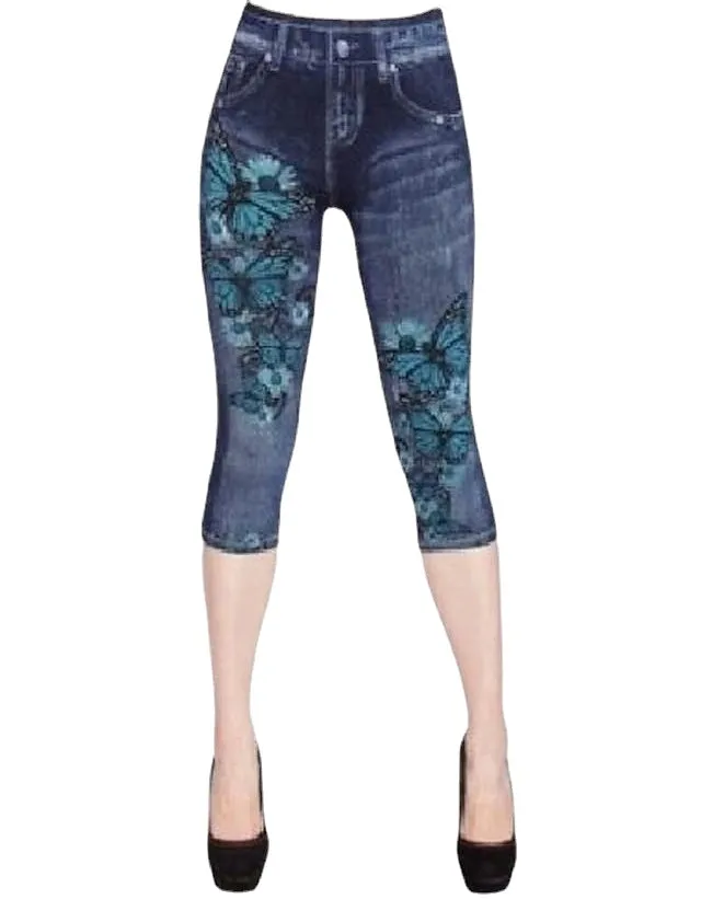 Casual Sport Women's Skinny Bell Bottom Mid Waist Print Stretchy Calf-Length Pants