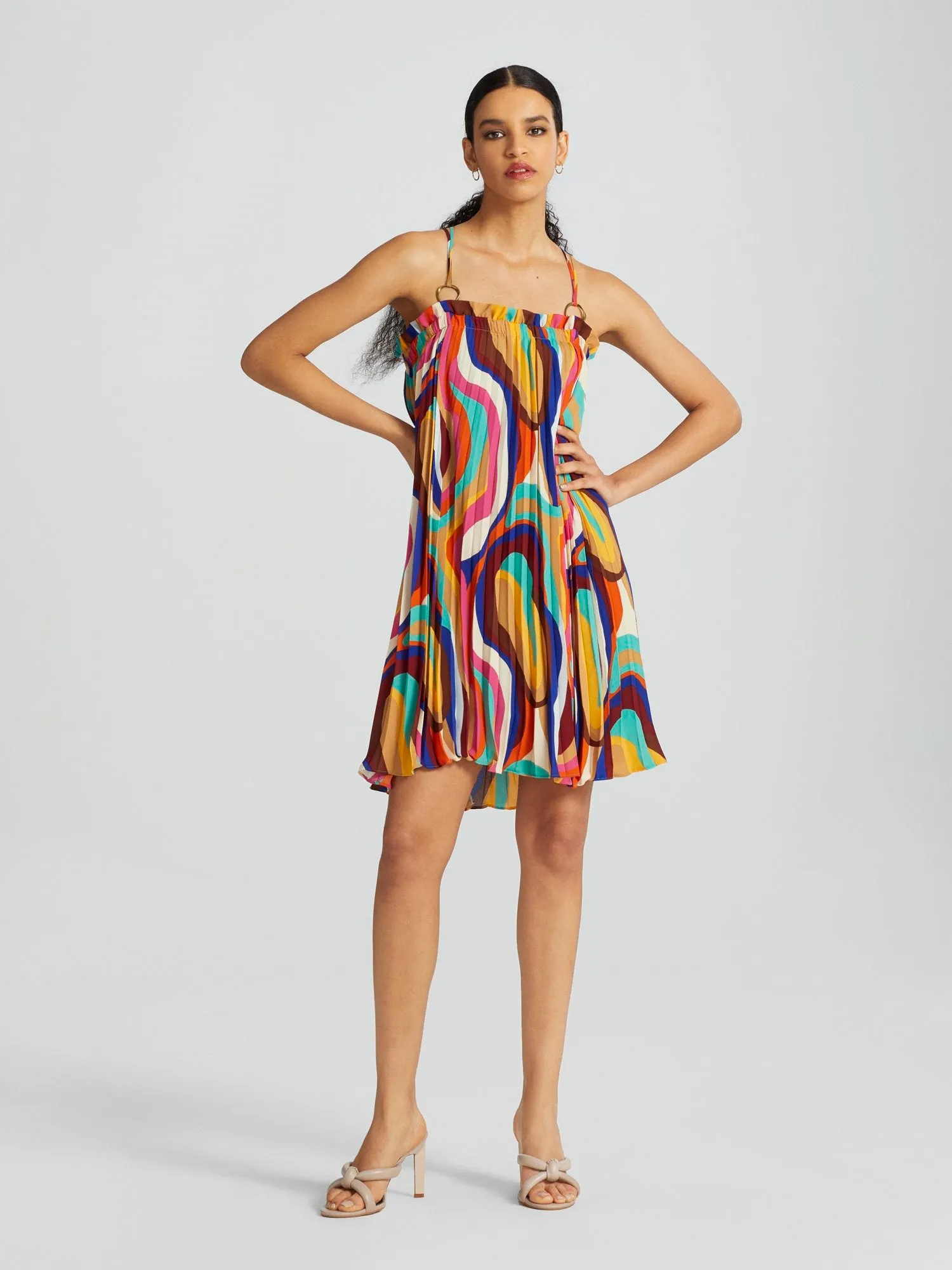 Chane Abstract-Print Pleated Mini Dress