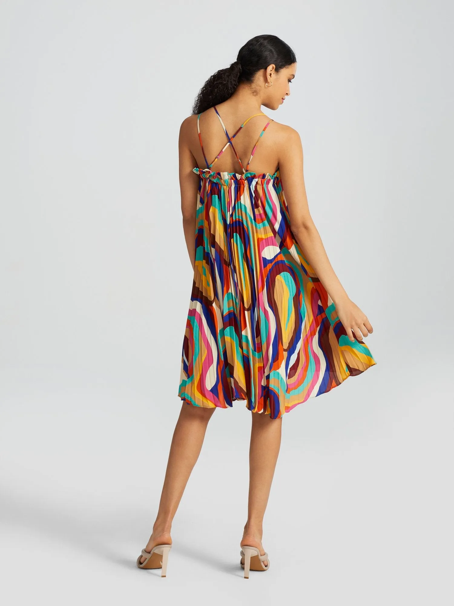 Chane Abstract-Print Pleated Mini Dress