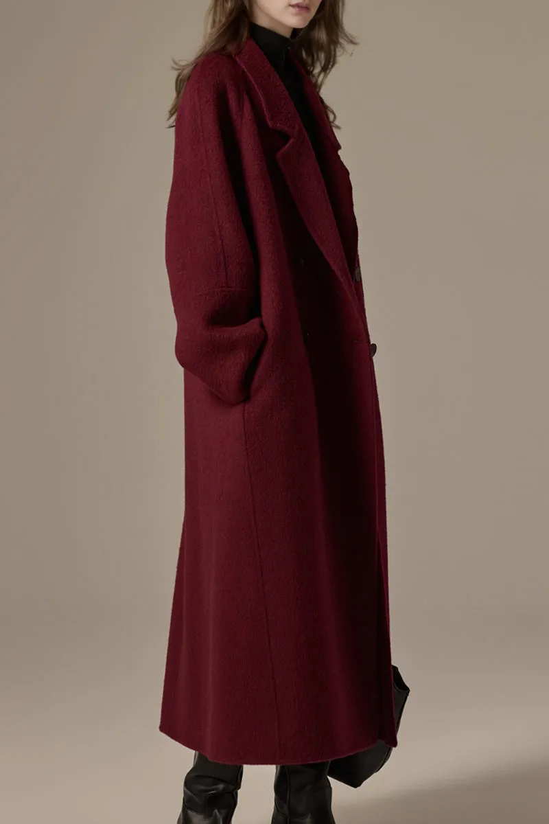 Classic Double Breasted Double Faced Long Yak-Cashmere Coat
