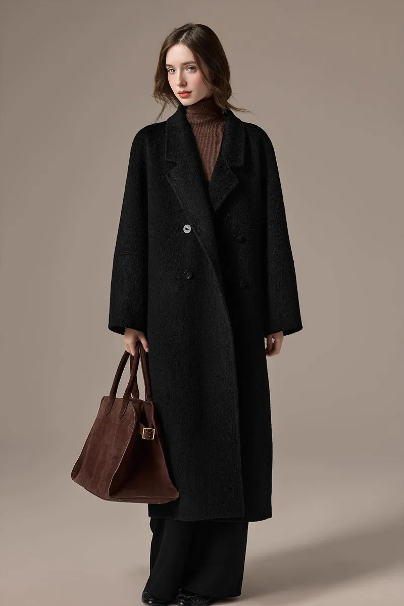 Classic Double Breasted Double Faced Long Yak-Cashmere Coat