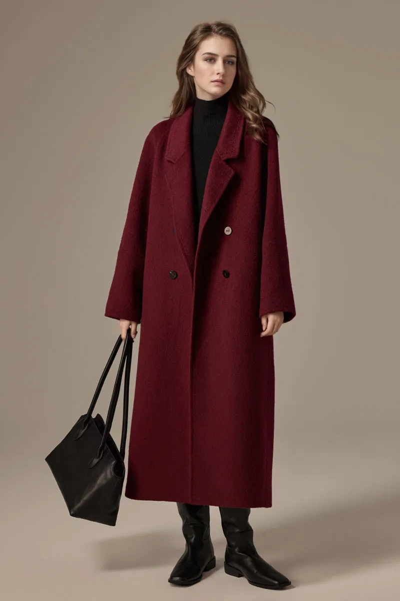 Classic Double Breasted Double Faced Long Yak-Cashmere Coat