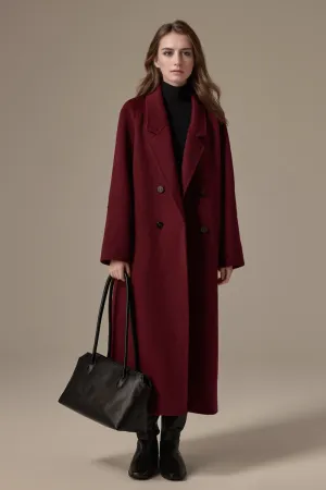 Classic Double Breasted Double Faced Long Yak-Cashmere Coat