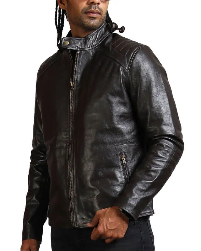 Dark Brown Biker Leather Jacket