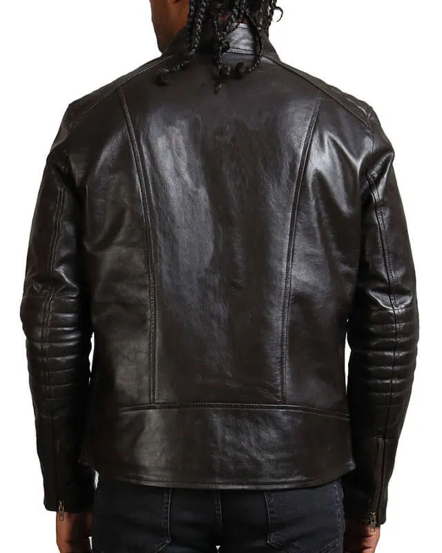 Dark Brown Biker Leather Jacket