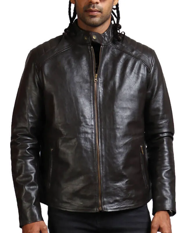 Dark Brown Biker Leather Jacket
