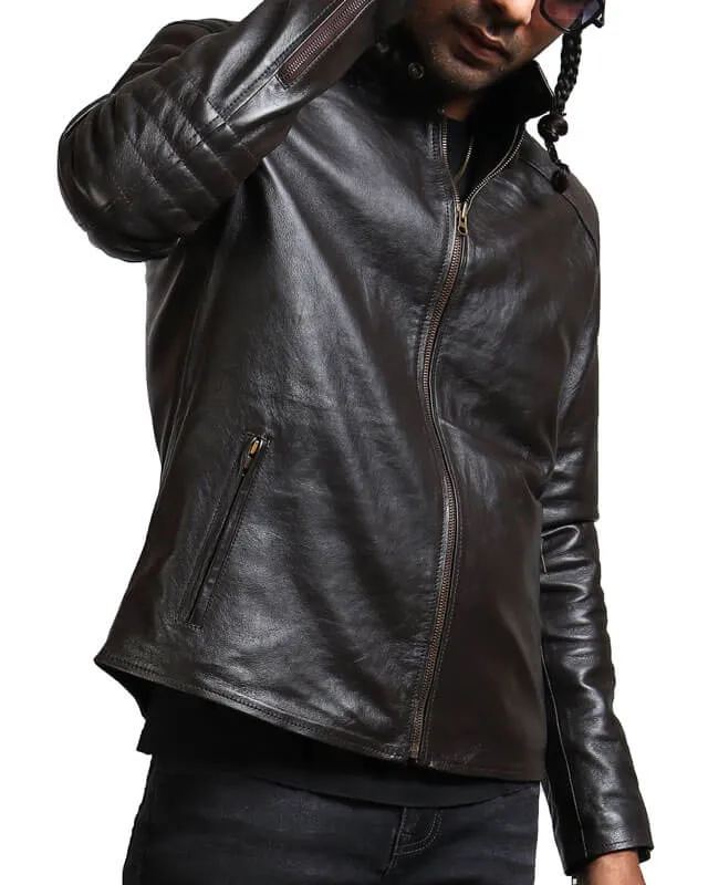 Dark Brown Biker Leather Jacket