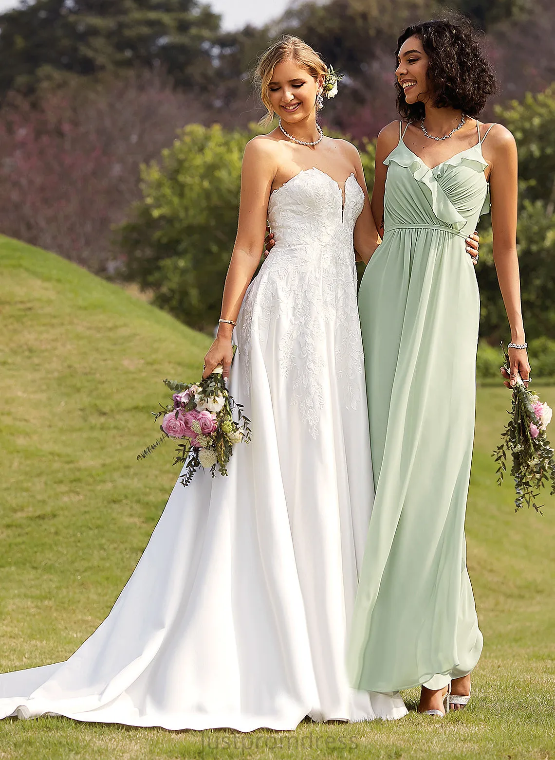 Dress Sweetheart Lace Split Ball-Gown/Princess Satin Front Elaina Chapel Wedding Wedding Dresses Train With