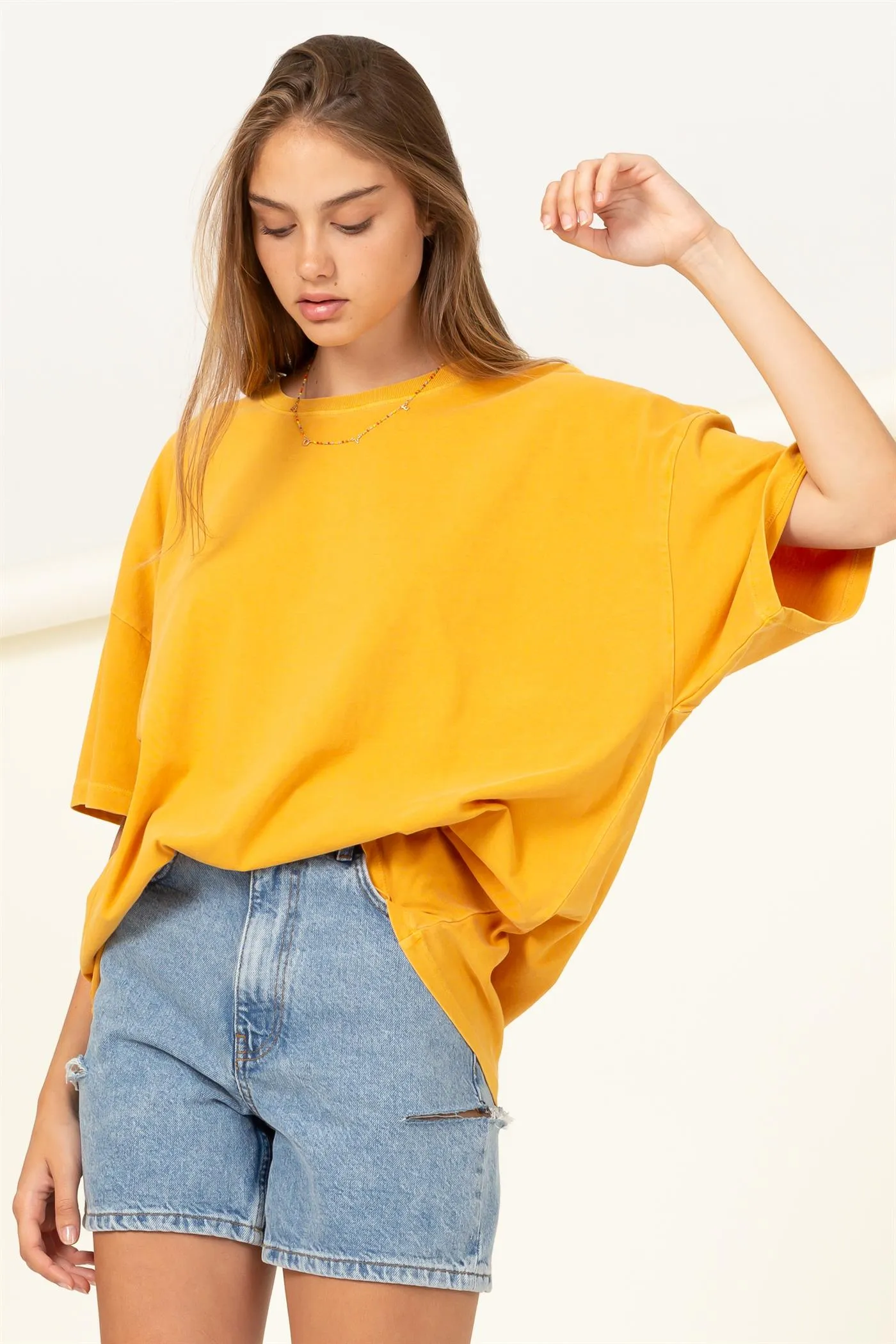DZ23A198-OVERSIZED CREW NECK TOP