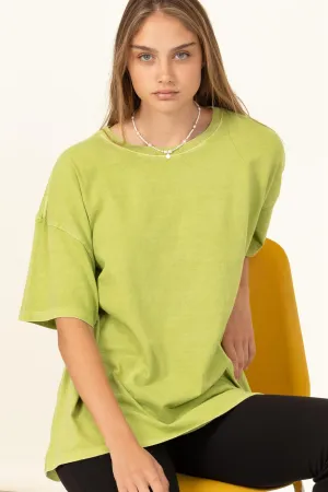 DZ23A198-OVERSIZED CREW NECK TOP