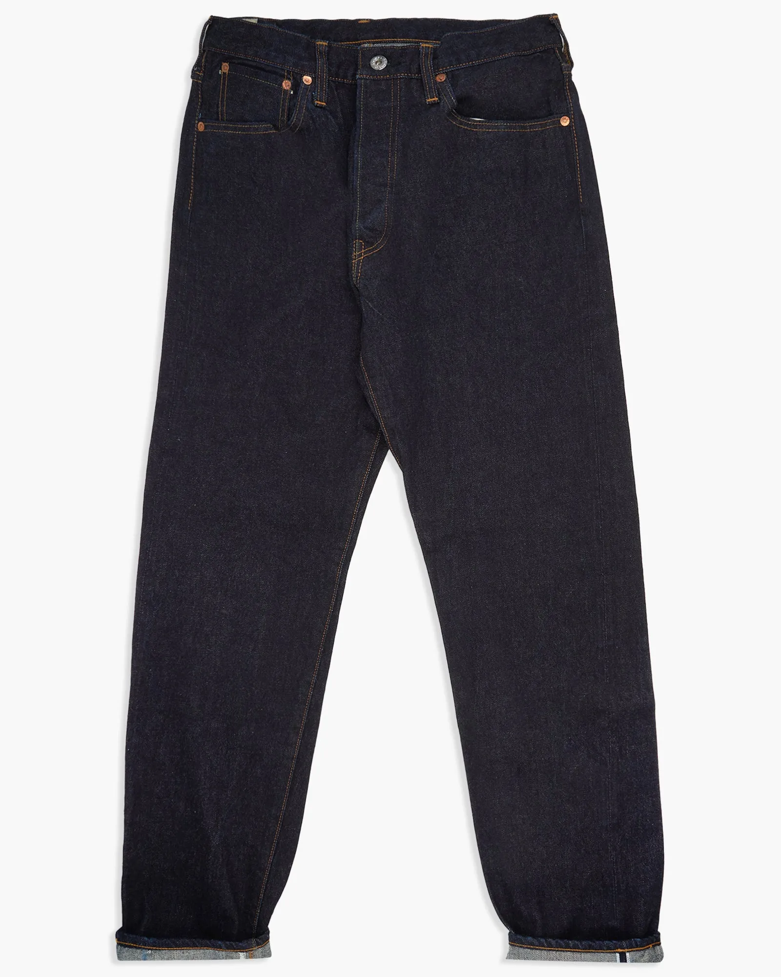 FOB Factory F165 14.75oz Supima Selvedge XX Garage Denim Relaxed Tapered Mens Jeans - Onewash