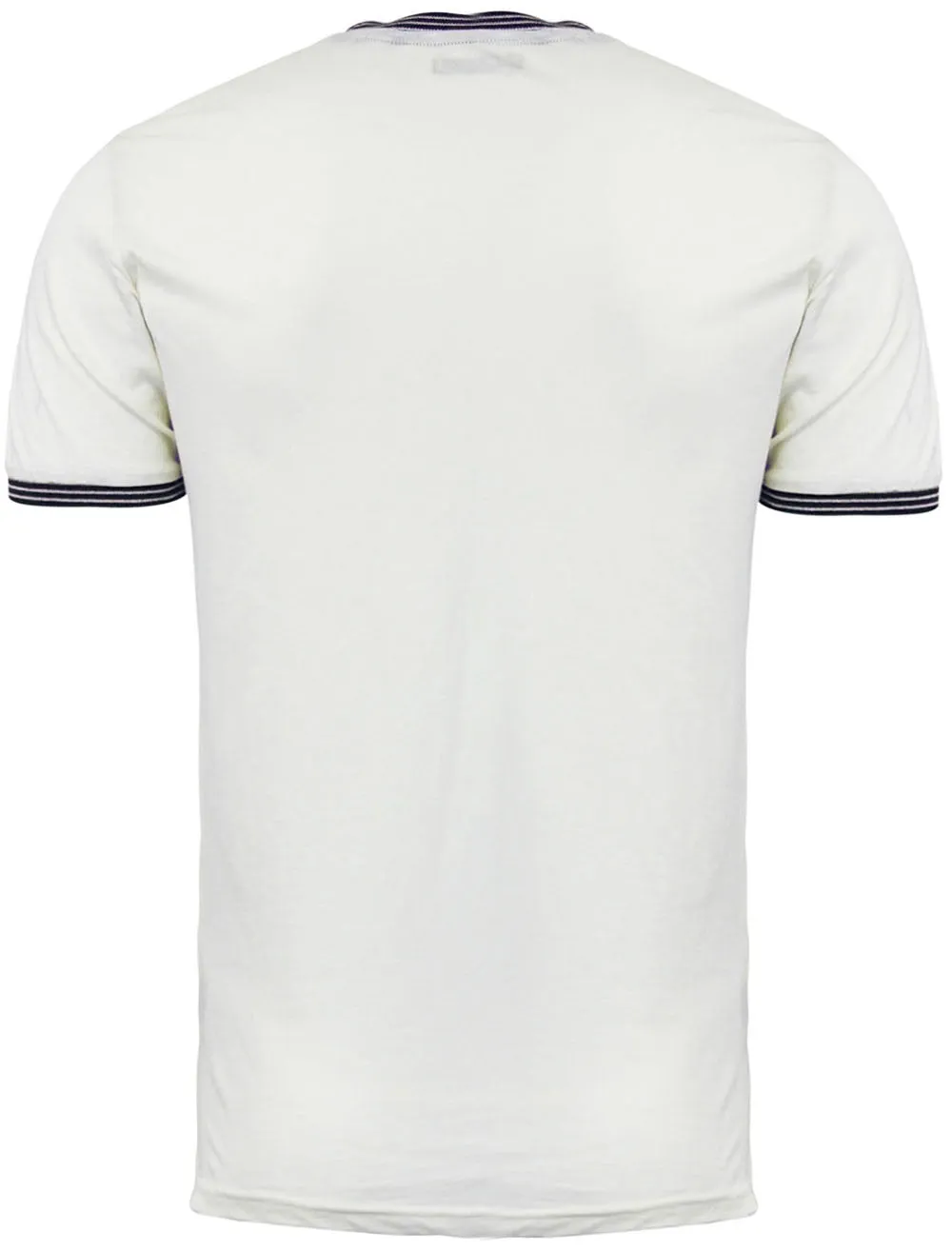 Gable Crew Neck T-Shirt with Chest Panel in Ecru & Navy
