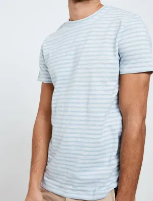 Honeylake Stripe Crew Neck T-Shirt in Cornflower Blue