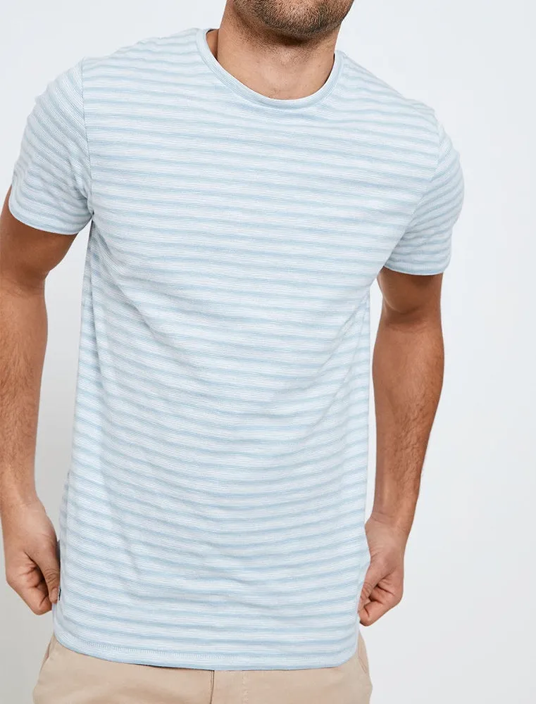 Honeylake Stripe Crew Neck T-Shirt in Cornflower Blue