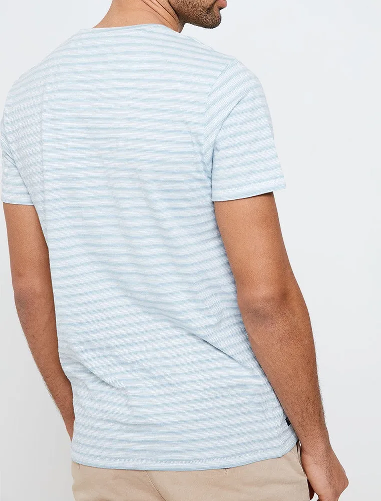 Honeylake Stripe Crew Neck T-Shirt in Cornflower Blue