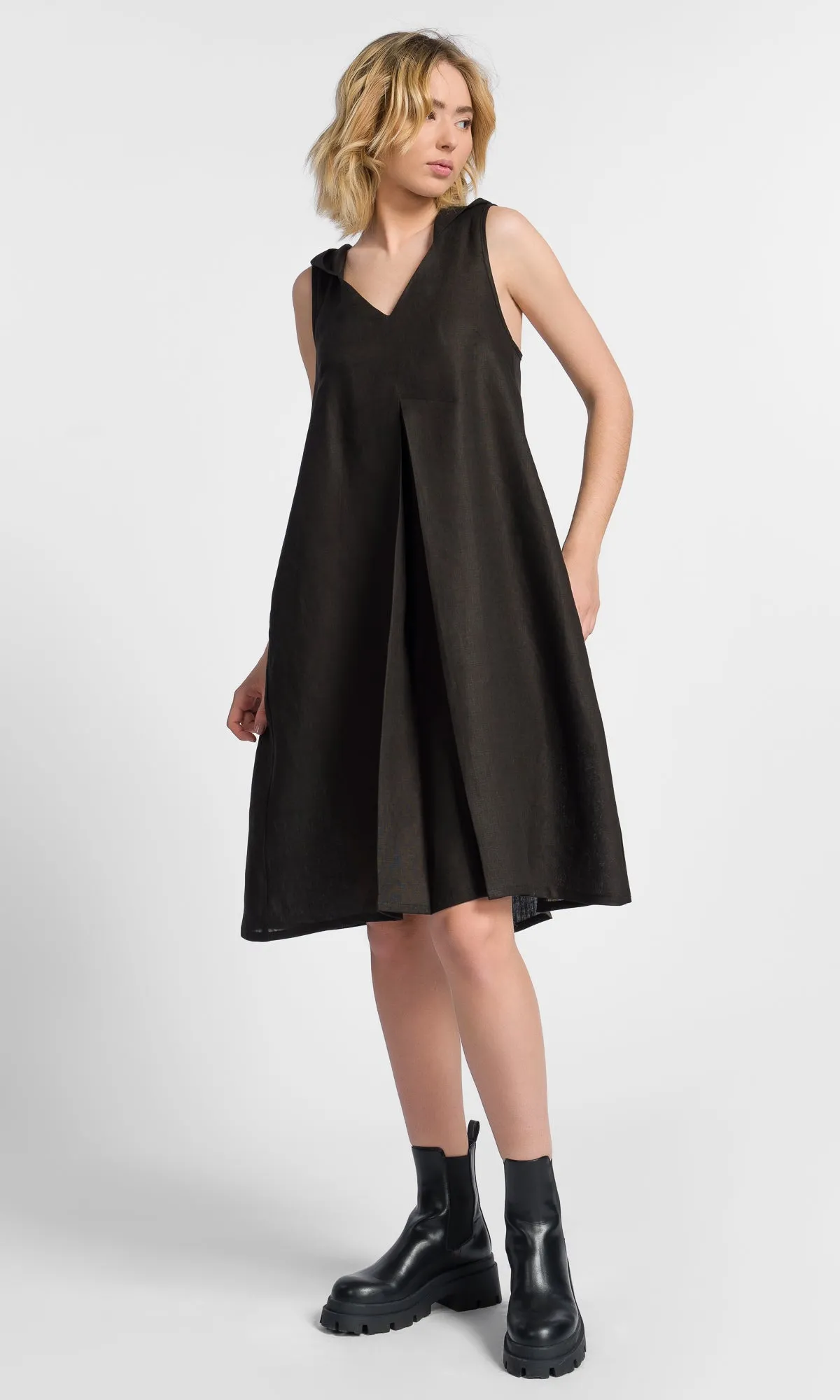 Inverted Pleat Mini Dress