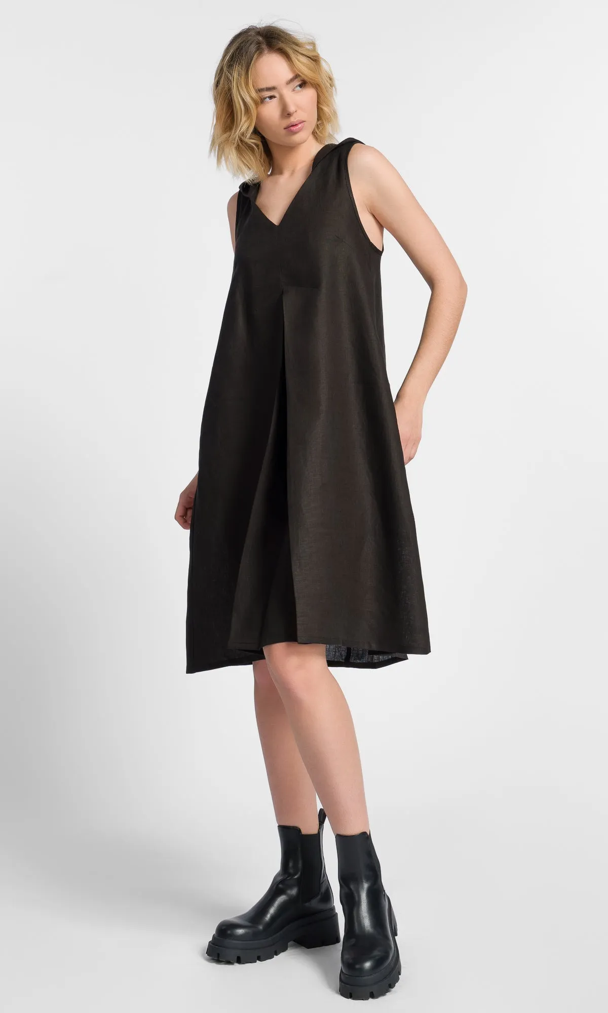 Inverted Pleat Mini Dress
