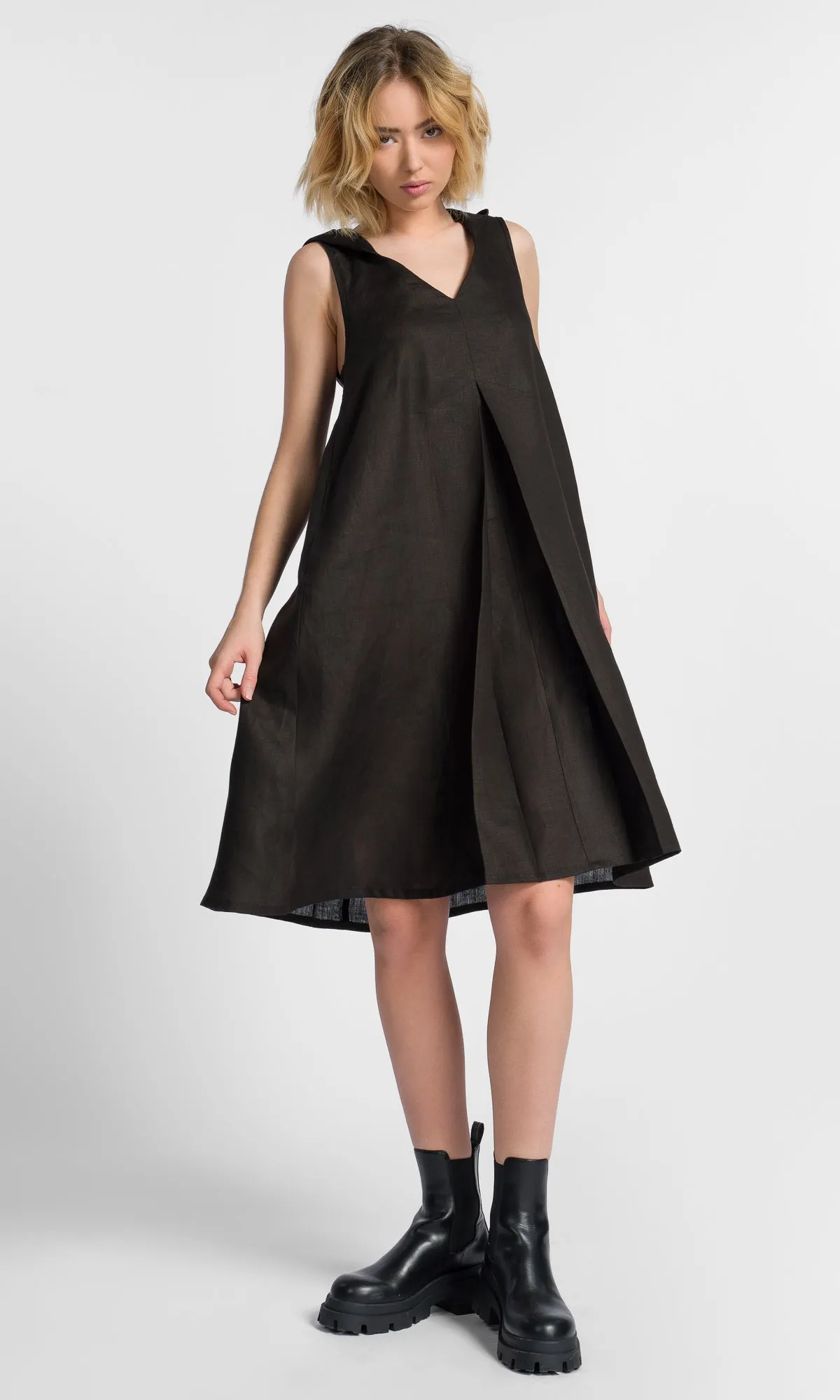 Inverted Pleat Mini Dress