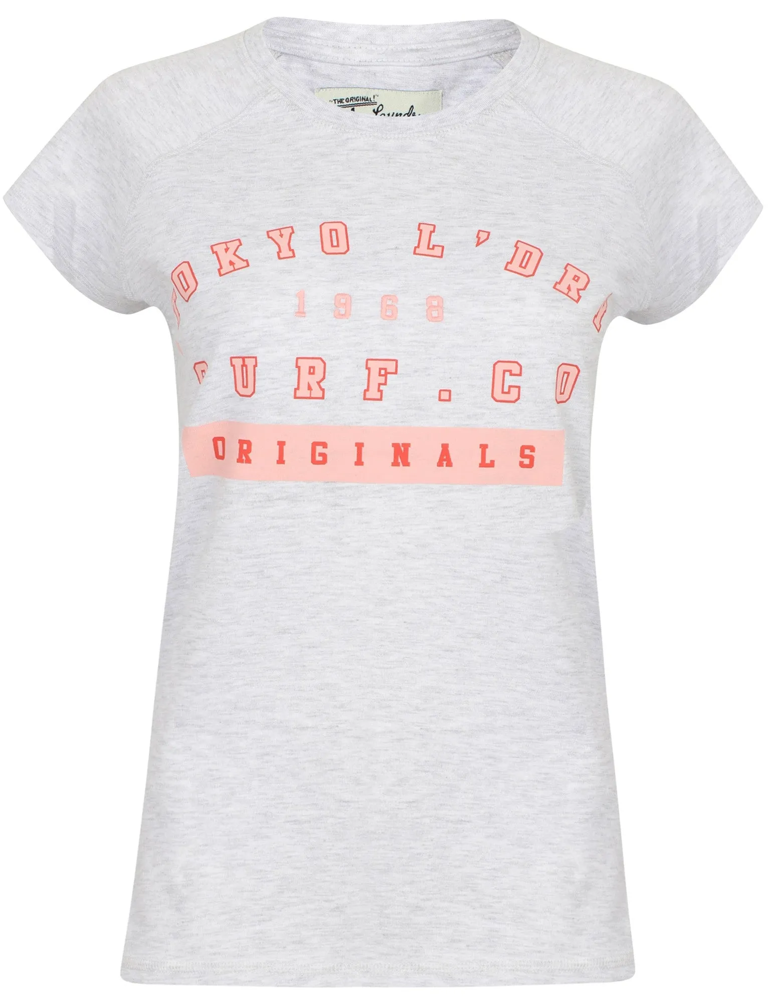 Isabella Raglan Sleeve Cotton Crew Neck T-Shirt In White Grey Marl - Tokyo Laundry