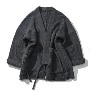 Japanese style niche retro knitted cardigan Taoist robe kendo robe sweater s