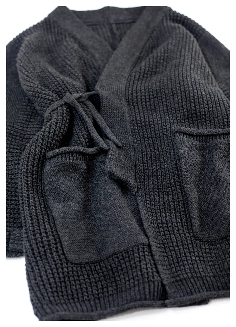 Japanese style niche retro knitted cardigan Taoist robe kendo robe sweater s
