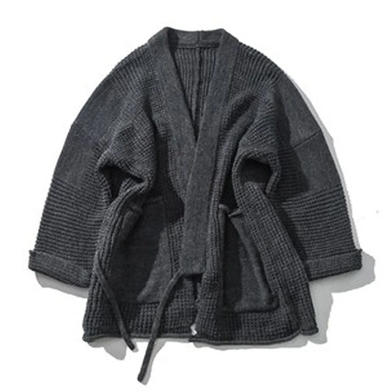 Japanese style niche retro knitted cardigan Taoist robe kendo robe sweater s