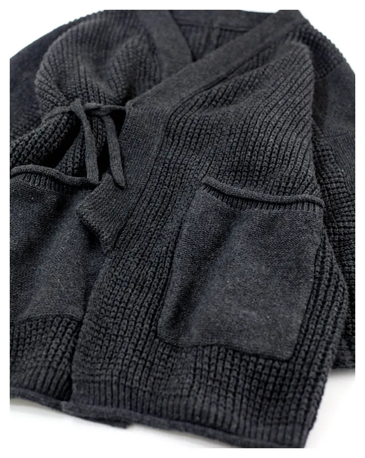 Japanese style niche retro knitted cardigan Taoist robe kendo robe sweater s