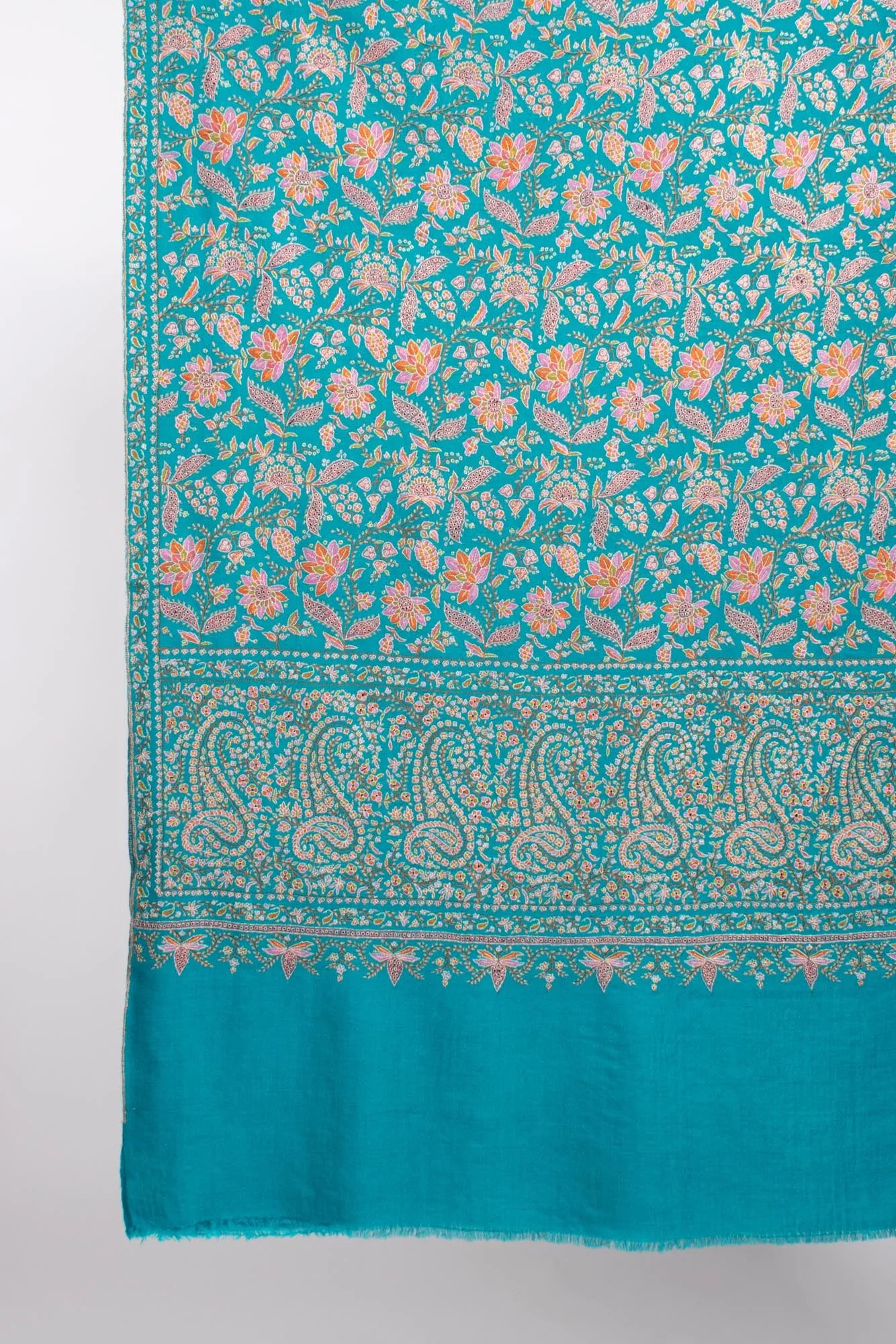 Kashmiri Pashmina Shawl in Turquoise for Wedding - EREWASH