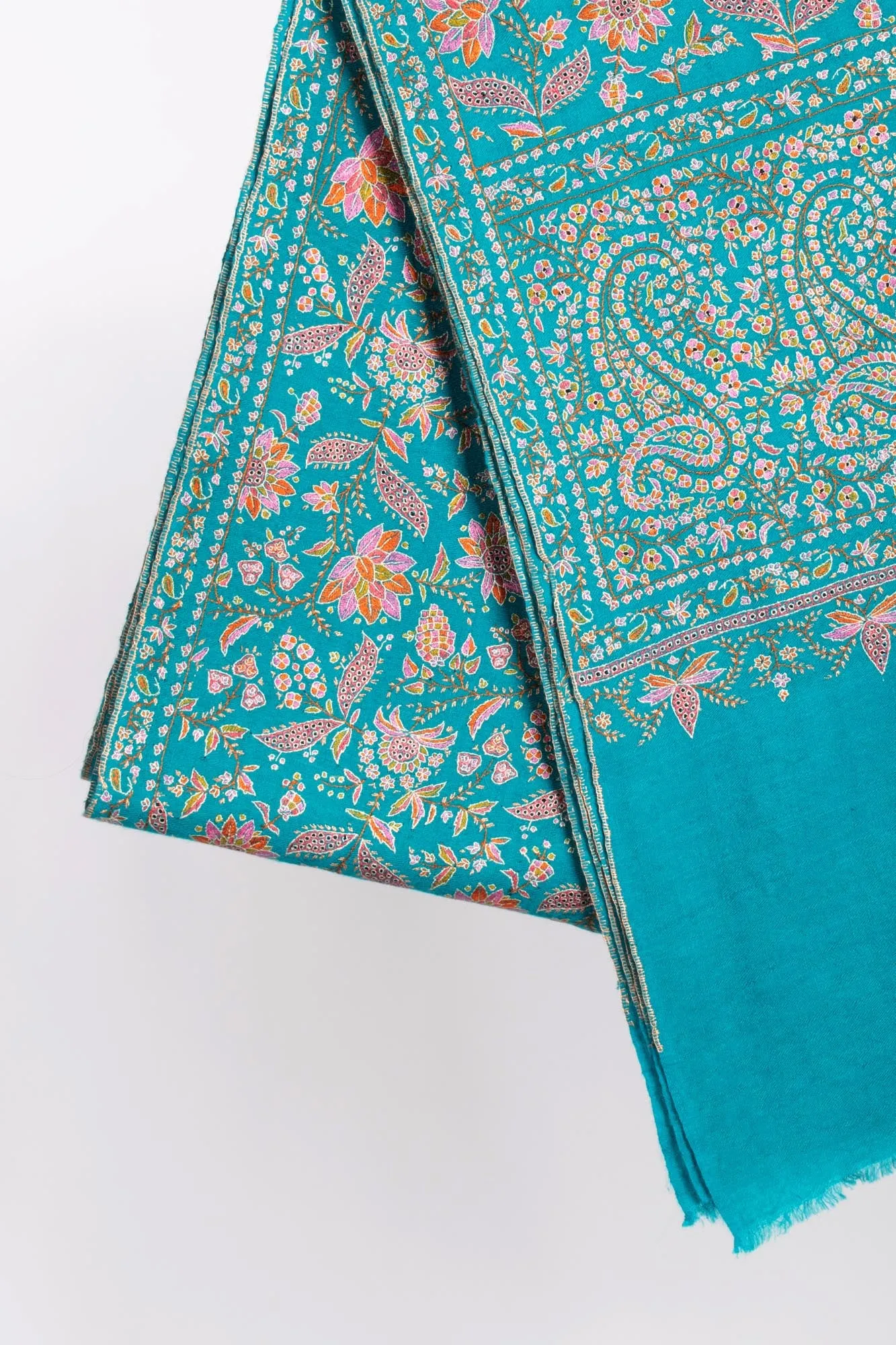 Kashmiri Pashmina Shawl in Turquoise for Wedding - EREWASH
