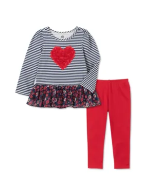 Kids Girl's 2 Pcs Striped Tunic & Legging Set,Multi