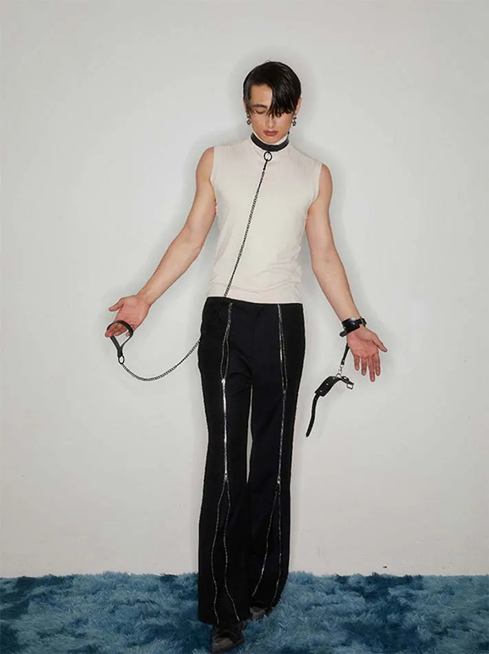 Long zipper casual pants