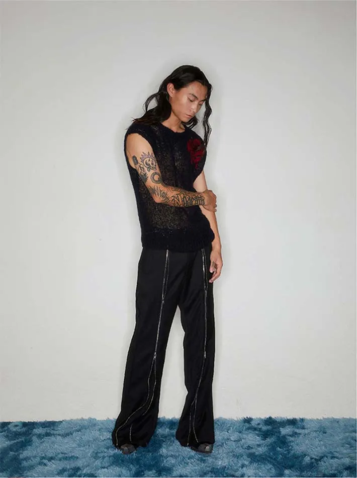 Long zipper casual pants