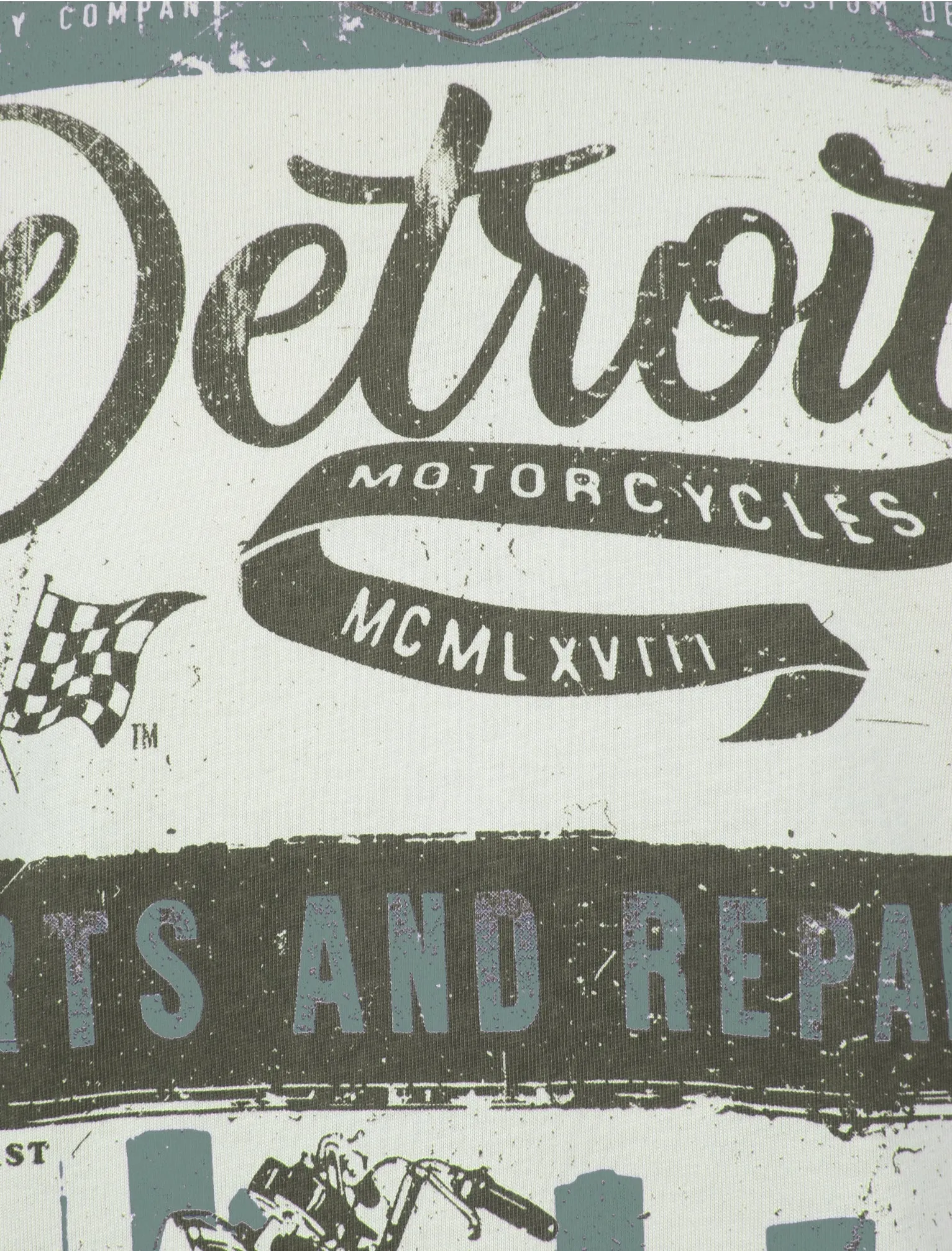 Marty Detroit Motorbike Print T-Shirt in Ivory - South Shore