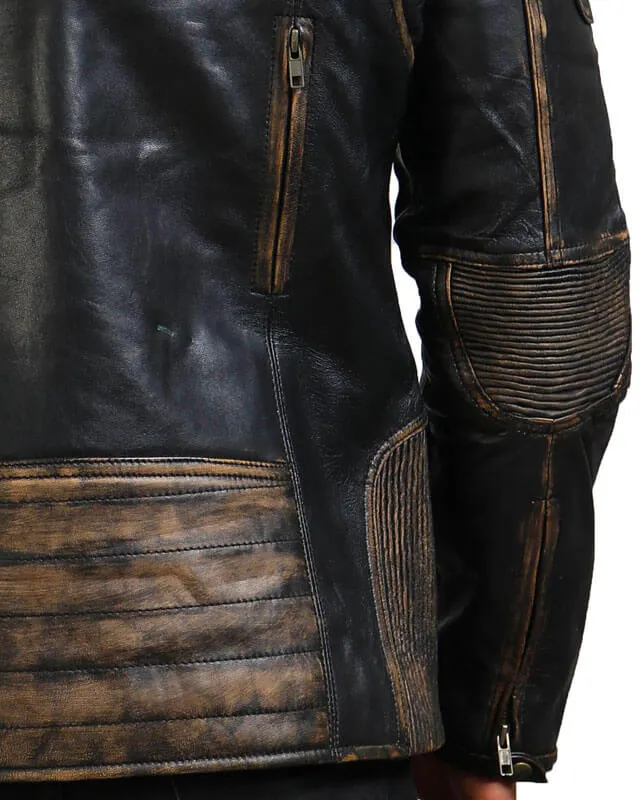 Men's Black Distressed Vintage Leather Jacket