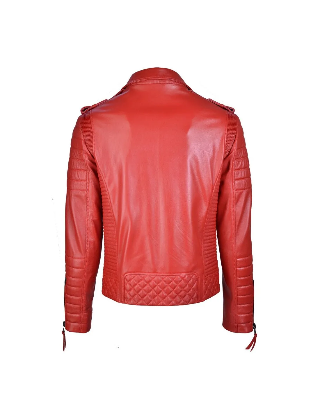 Men`s Red Biker Leather Jacket
