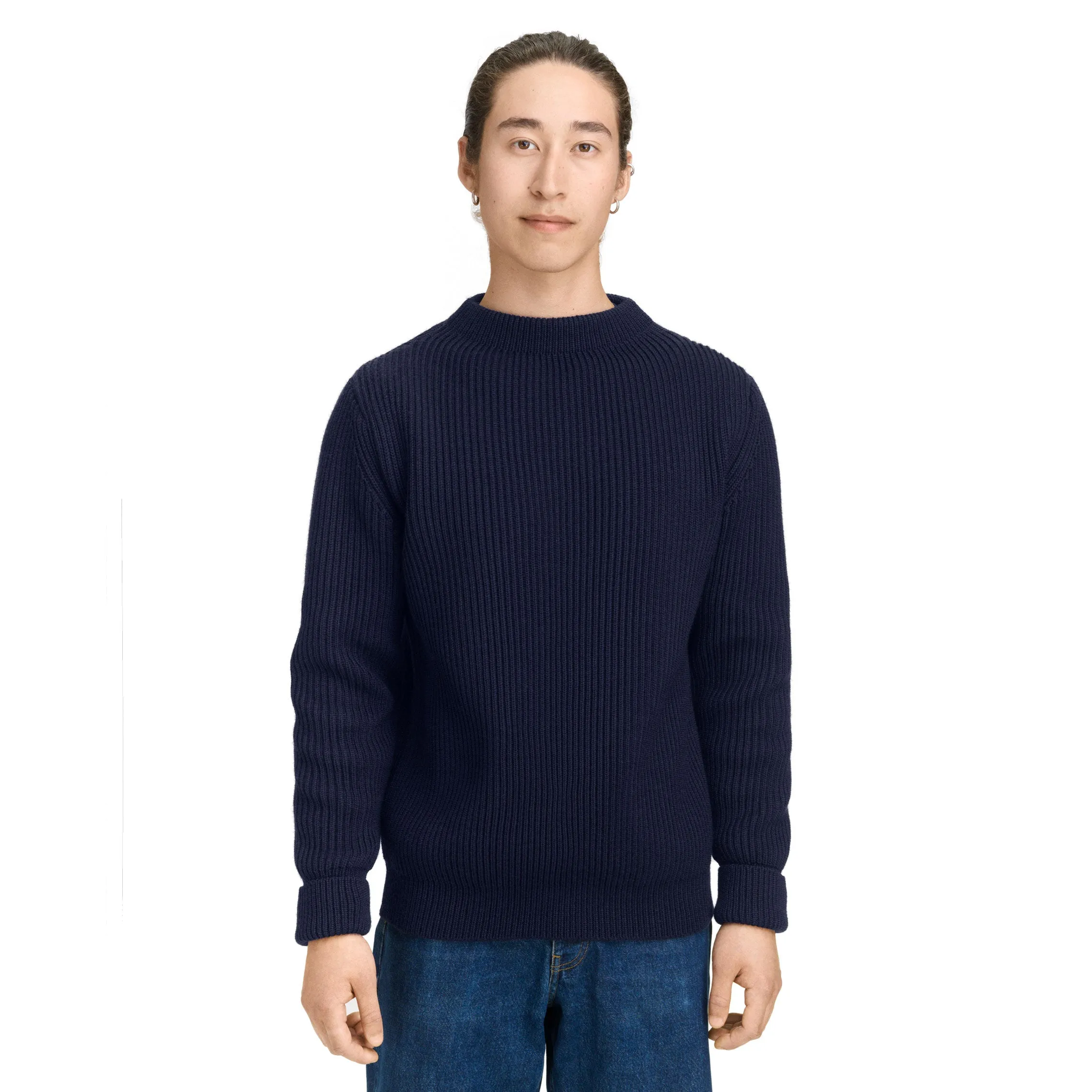 Navy Crewneck Natural Brown