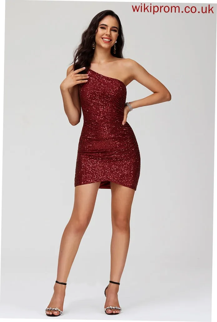 One-Shoulder Daphne Homecoming Dresses Homecoming Sequins With Dress Sheath/Column Sequined Short/Mini