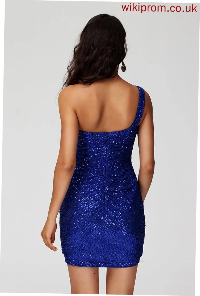 One-Shoulder Daphne Homecoming Dresses Homecoming Sequins With Dress Sheath/Column Sequined Short/Mini