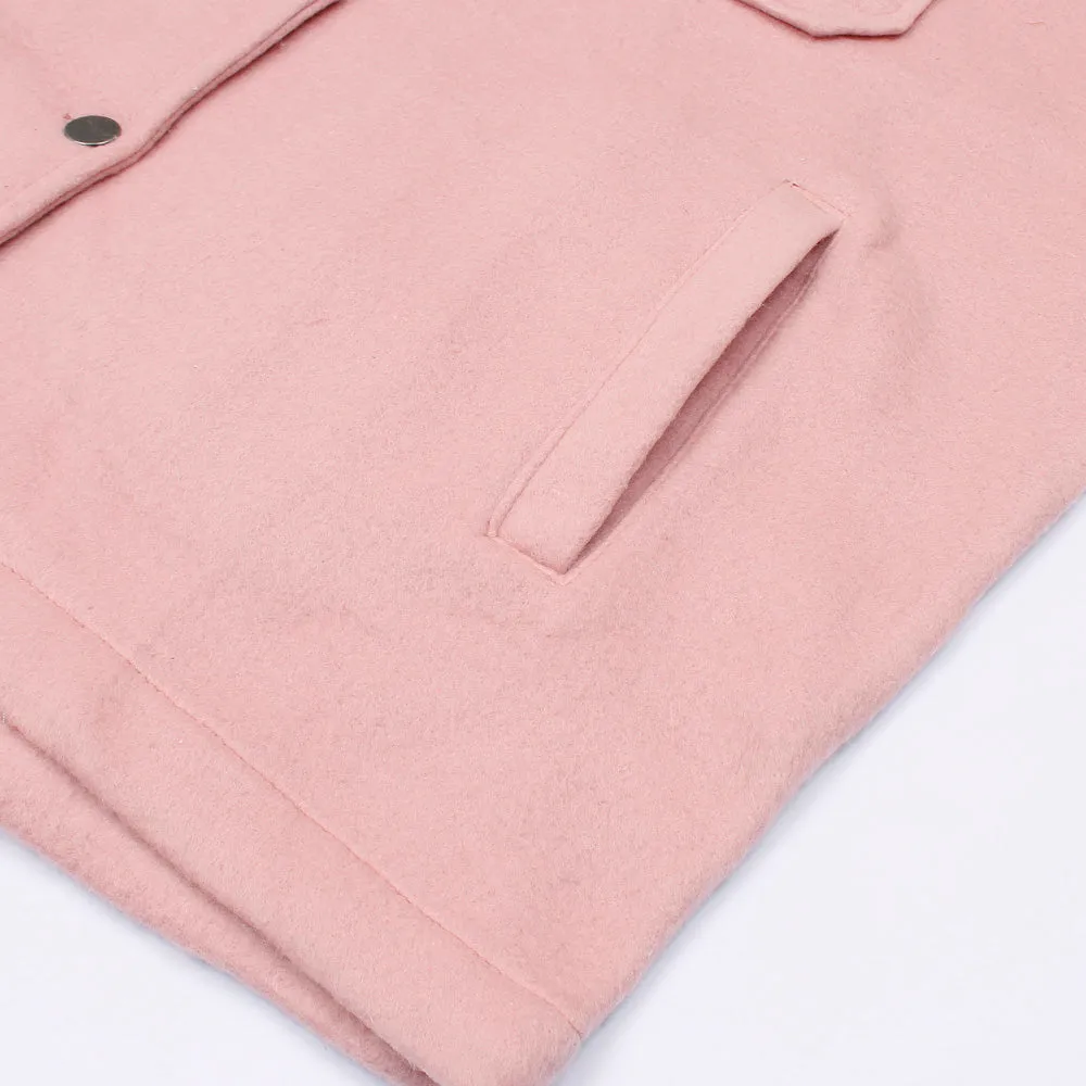 Plain Pink Shacket For Women