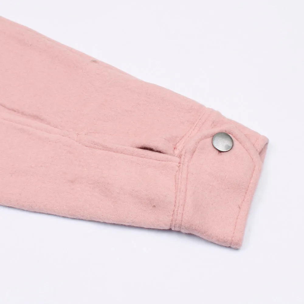 Plain Pink Shacket For Women