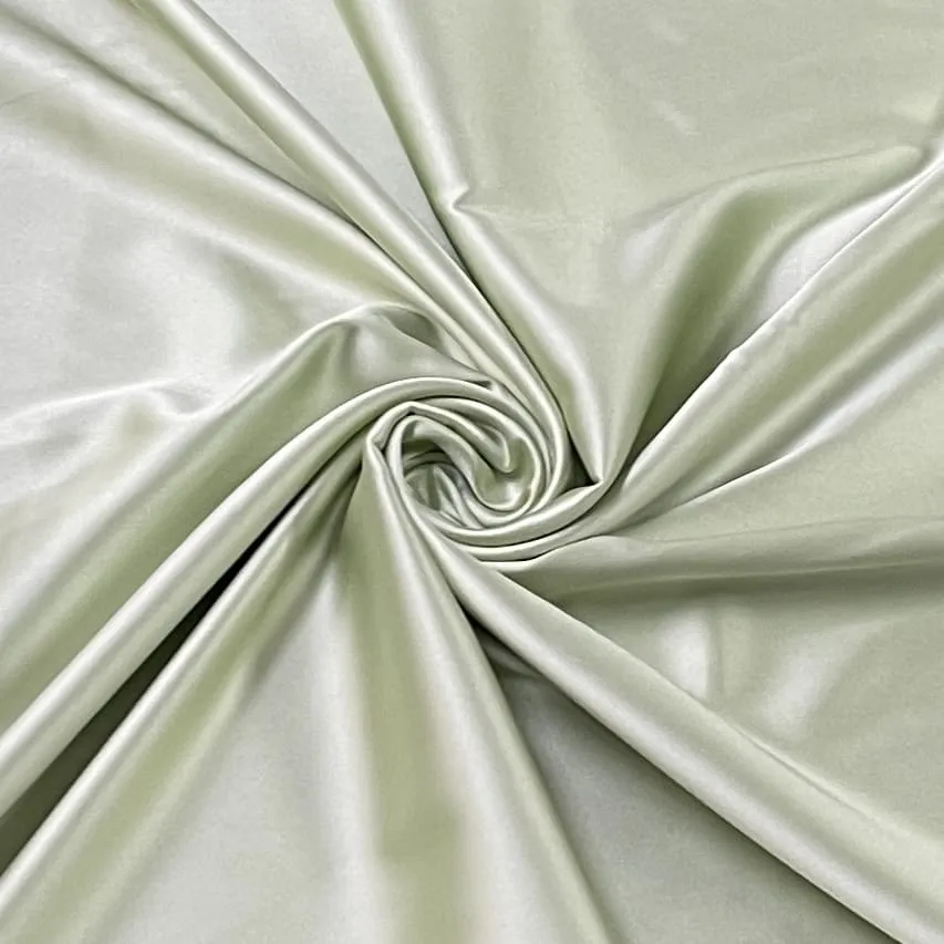Premium Pista Green Solid Celina Satin With Lycra Fabric